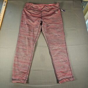 RBX Live Life Active Womens Striped Cropped Leggings Pink Purple  Black Large